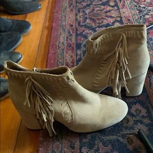 H&M real leather fringe booties
